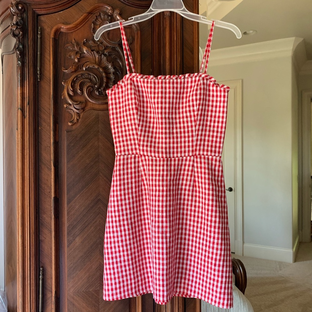 NEW Reformation Red & White Gingham Ava Dress